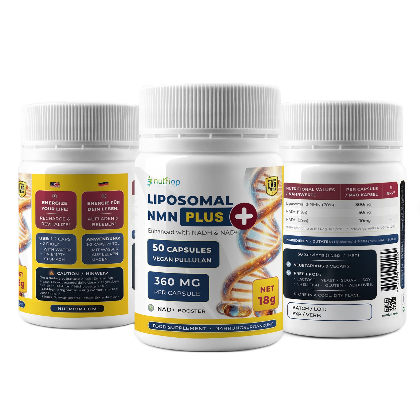 Nutriop® Max Strength Liposomal NMN PLUS+: Advanced Absorption NAD+ Complex (50 Capsules)