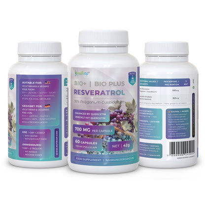Bio-Enhanced Nutriop Longevity® Resveratrol with Pure Quercetin - 700mg Capsules (x60)