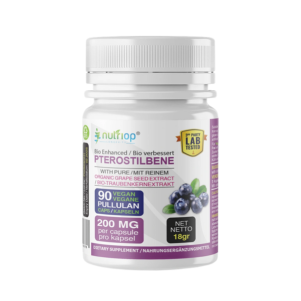 Nutriop® Pterostilbene Extreme + Grape Seed Extract — High-Absorption SIRT1 Activator (90 Capsules)
