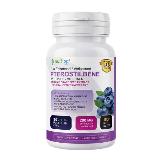 Nutriop® Pterostilbene Extreme + Grape Seed Extract — High-Absorption SIRT1 Activator (90 Capsules)