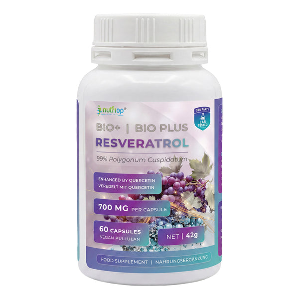 Nutriop® Resveratrol + Quercetin 700mg - Foundational SIRT1 Longevity Stack (60 Capsules)