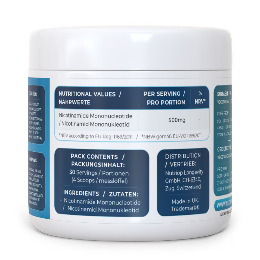 Nutriop Longevity® PURE-NMN Nicotinamide Mononucleotide Extreme Potency sublingual powder -15 grams